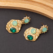 Boucles d'oreilles Pierre Synthétique Vert en acier inoxydable