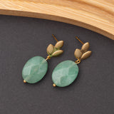 Boucles d'oreilles Pierre Aventurine Verte en acier inoxydable
