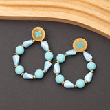 Boucles d'oreilles Pierre Synthétique Bleu en acier inoxydable