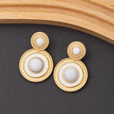 Boucles d'oreilles Pierre Jade Blanche en acier inoxydable