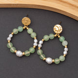 Boucles d'oreilles Pierre Aventurine Verte en acier inoxydable