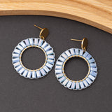 Boucles d'oreilles Pierre Cristal Bleu en acier inoxydable