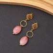 Boucles d'oreilles Pierre Rhodochrosite en acier inoxydable
