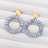 Boucles d'oreilles Pierre Cristal Bleu en acier inoxydable