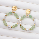 Boucles d'oreilles Pierre Aventurine Verte en acier inoxydable