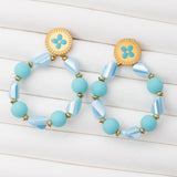 Boucles d'oreilles Pierre Synthétique Bleu en acier inoxydable