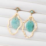 Boucles d'oreilles Pierre Amazonite en acier inoxydable