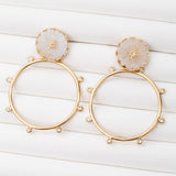 Boucles d'oreilles Pierre Jade Blanche en acier inoxydable