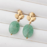 Boucles d'oreilles Pierre Aventurine Verte en acier inoxydable