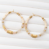 Boucles d'oreilles Pierre Jade Blanc en acier inoxydable