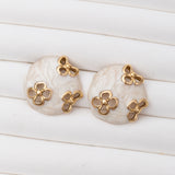Boucles d'oreilles Pierre Emaille Blanc en acier inoxydable