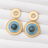 Boucles d'oreilles Pierre Lapis Lazuli en acier inoxydable