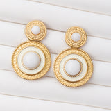Boucles d'oreilles Pierre Jade Blanche en acier inoxydable