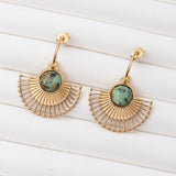 Boucles d'oreilles Pierre Turquoise Africaine en acier inoxydable