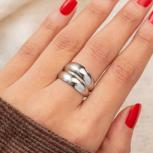 Bague en acier tendance - Taille standard