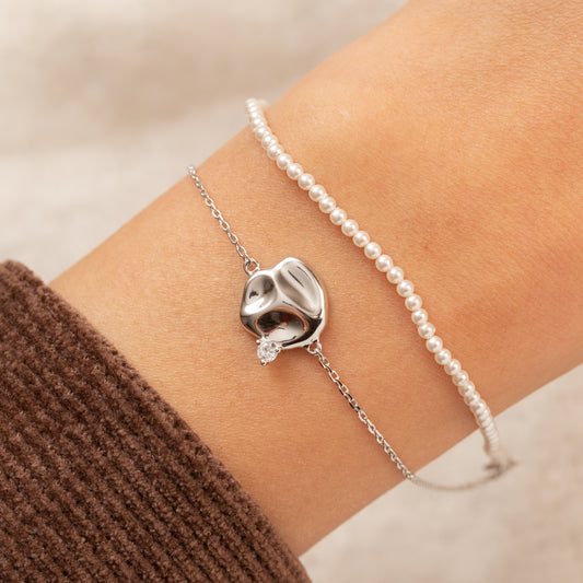 Gourmette en argent avec deux rangs de chaîne