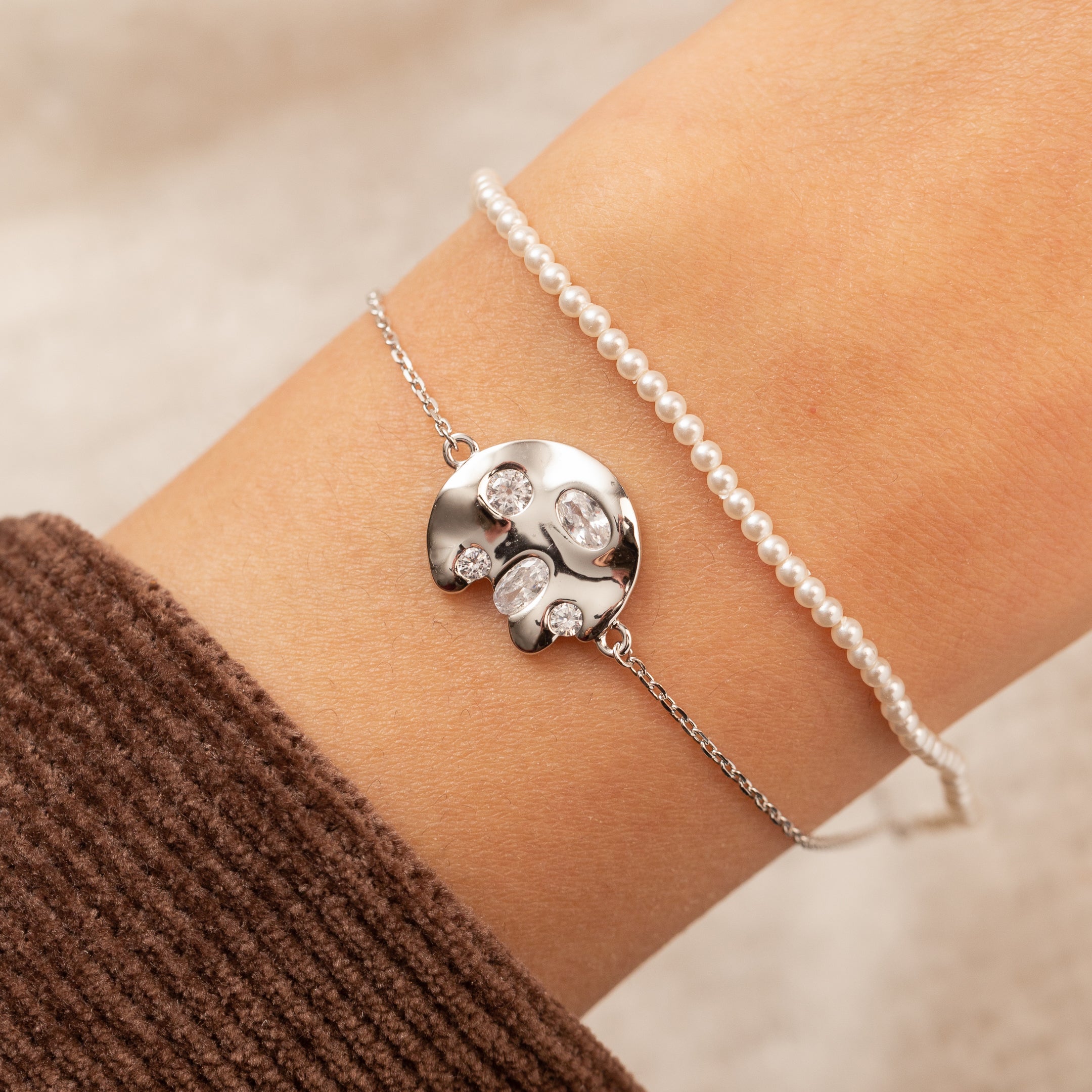 Gourmette en argent avec deux rangs de chaîne