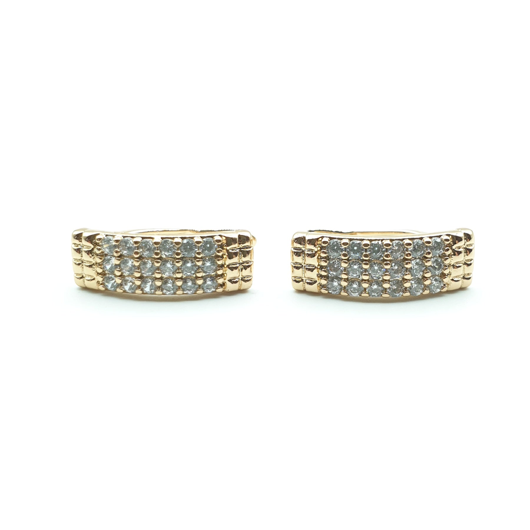 Boucle d'oreille Xp tendance Plaqué Or rectangle sertie de pierres 2