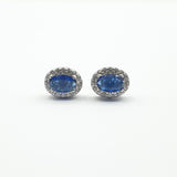 Boucle d'oreille argent Rhodié garanti pierre bleu princière