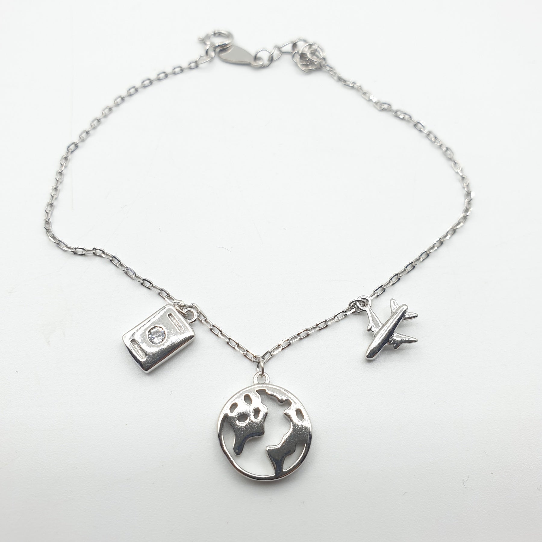 Gourmette Argent Rhodié Garanti wold Wide 3 pendants