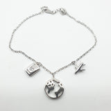 Gourmette Argent Rhodié Garanti wold Wide 3 pendants