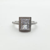 خاتم فضة مطلي بالروديوم مضمون المال - 40٪ مستطيل عصري