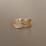 Bague xp tendance 2 tiges moitié pierres