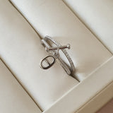 Bague Argent Rhodié Garanti tif tendance fermoir double b soldeargent - 40%