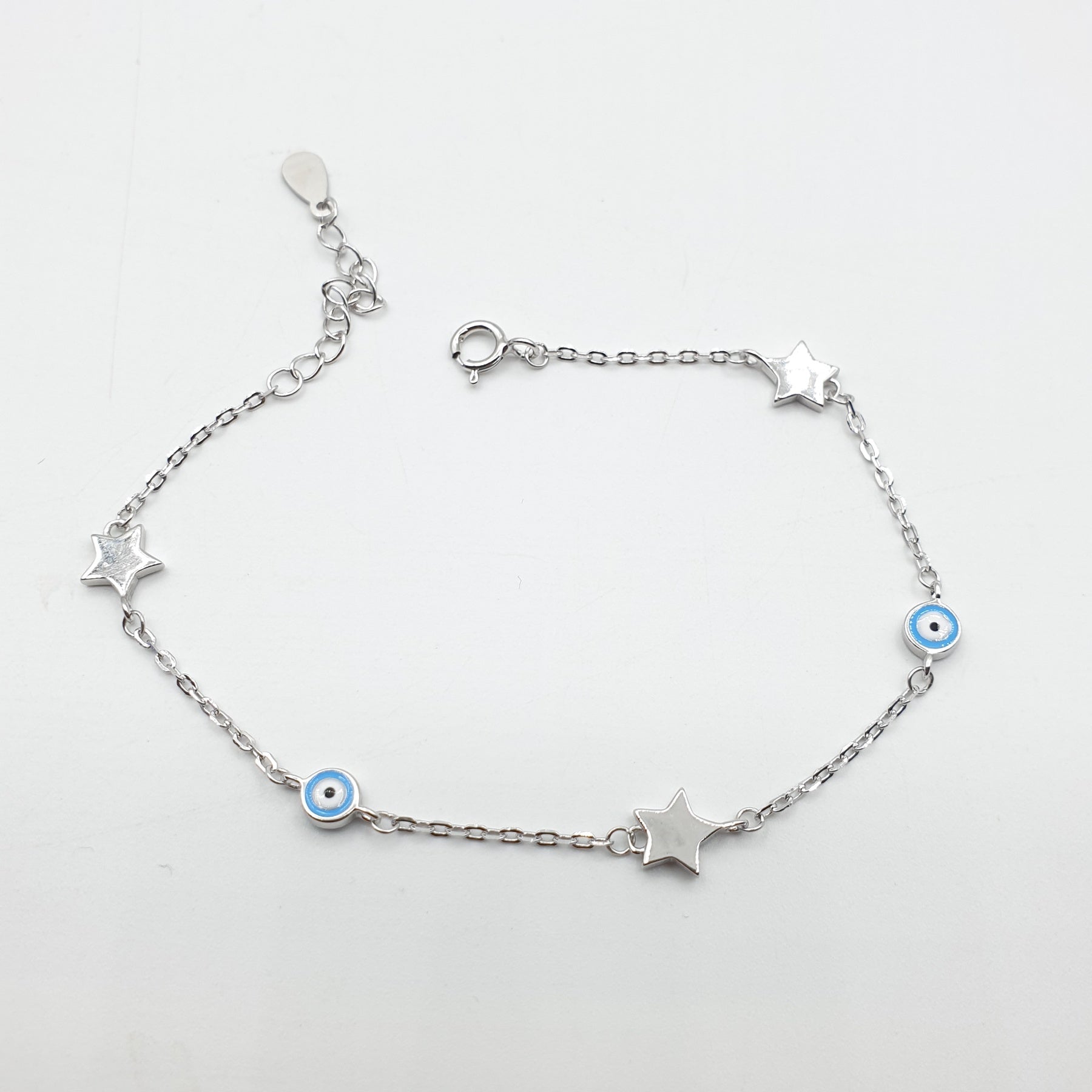 Gourmette Argent Rhodié Garanti œil bleu 🌟 super fine soldeargent - 40%