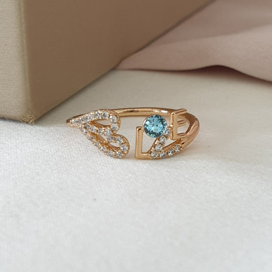 Bague xp tendance Plaqué or love bleu