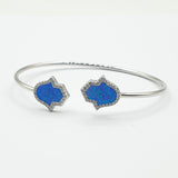 Bracelet Argent Rhodié garanti khamsa bleu Opale soldeargent - 40%