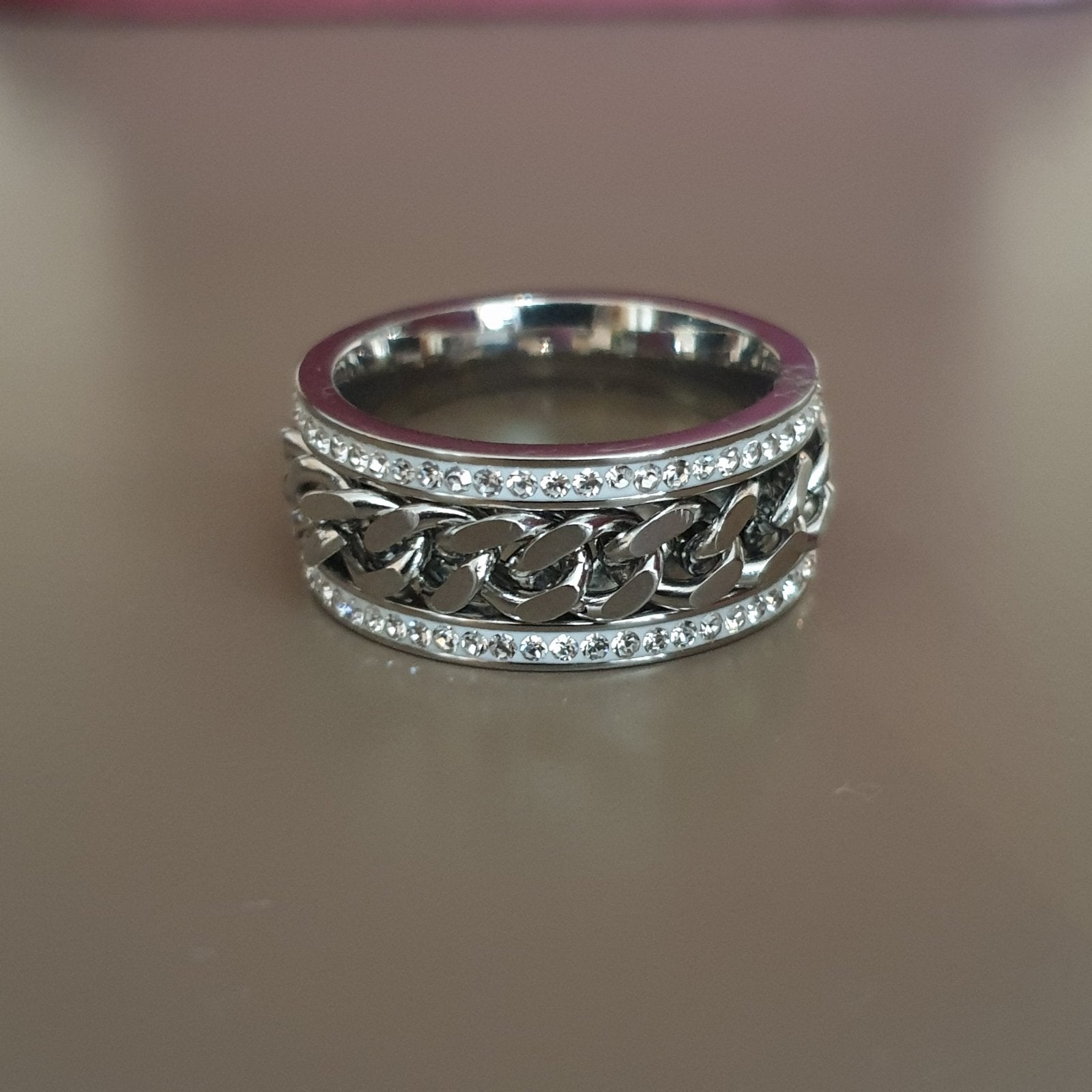 Bague acier garanti inoxydable anneau chargé en pierre américain