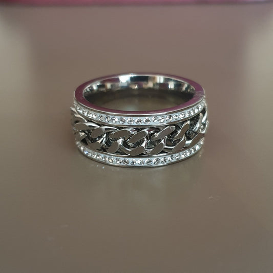 Bague acier garanti inoxydable anneau chargé en pierre américain