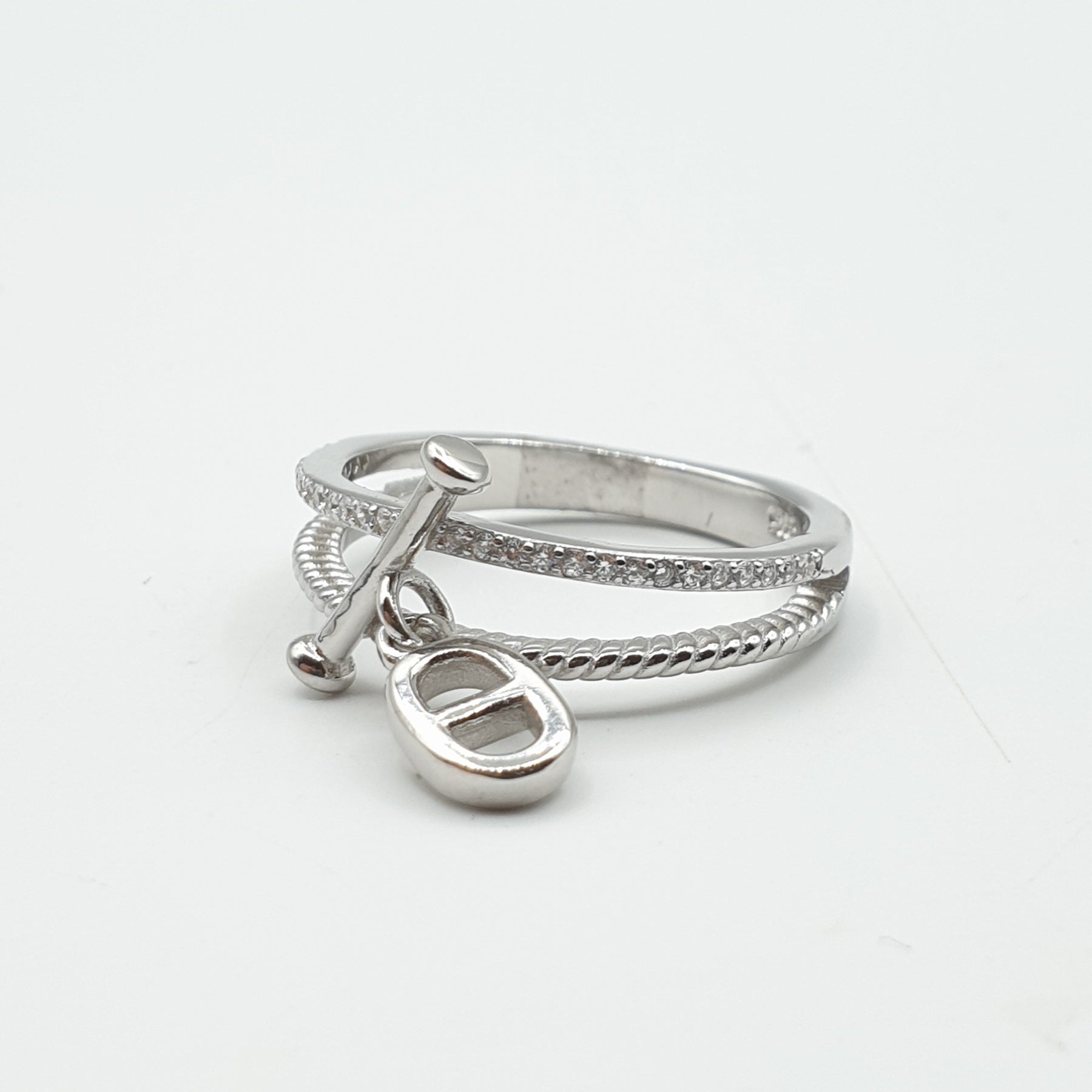Bague Argent Rhodié Garanti tif tendance fermoir double b soldeargent - 40%