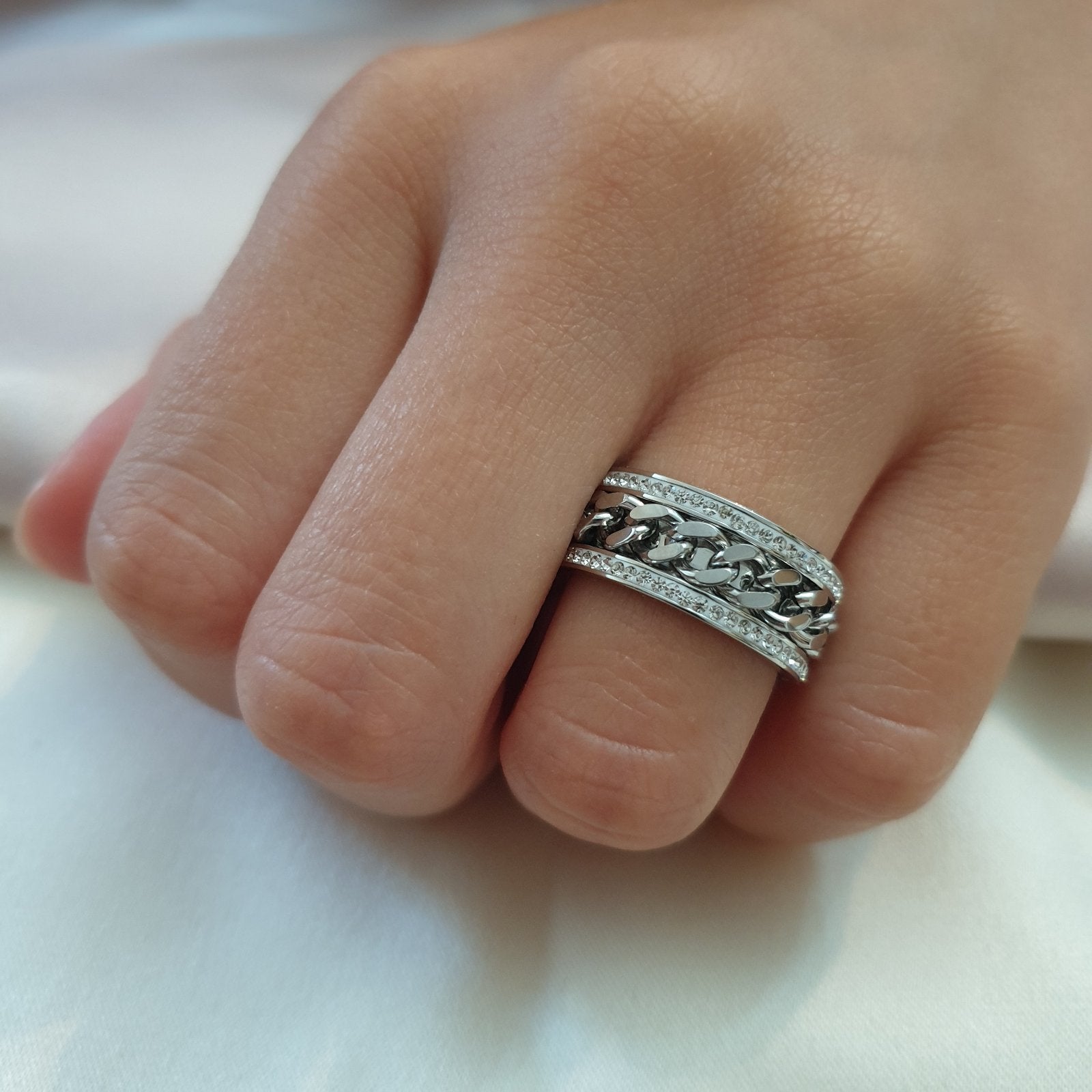 Bague acier garanti inoxydable anneau chargé en pierre américain