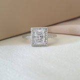 خاتم فضة مطلي بالروديوم مضمون المال - 40٪ مستطيل عصري