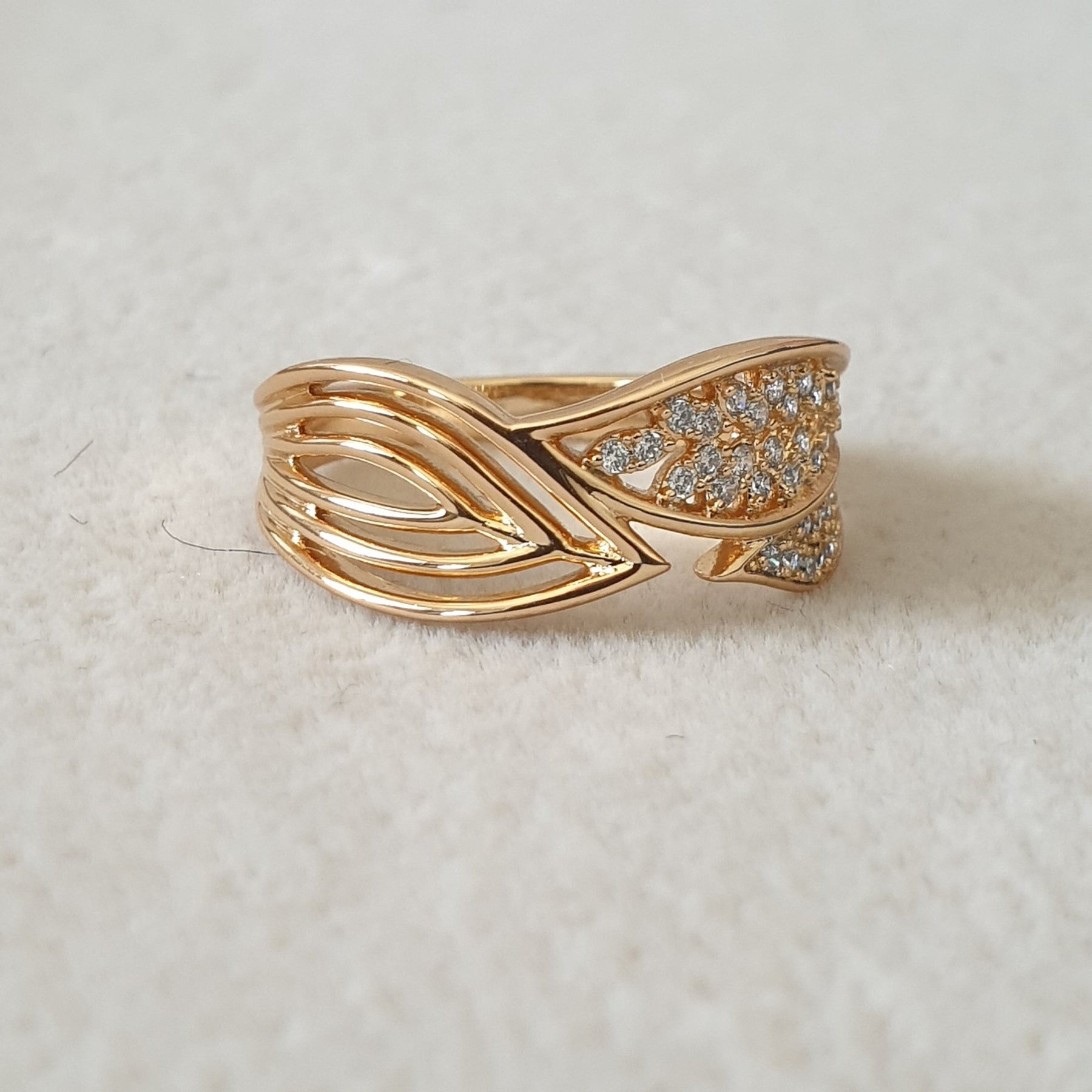 Bague xp tendance 2 tiges moitié pierres