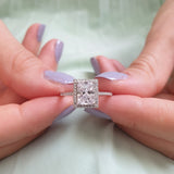 خاتم فضة مطلي بالروديوم مضمون المال - 40٪ مستطيل عصري