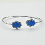 Bracelet Argent Rhodié garanti khamsa bleu Opale soldeargent - 40%