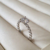 Bague Argent Rhodié Garanti solitaire les pierres tout autour