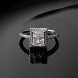 خاتم فضة مطلي بالروديوم مضمون المال - 40٪ مستطيل عصري