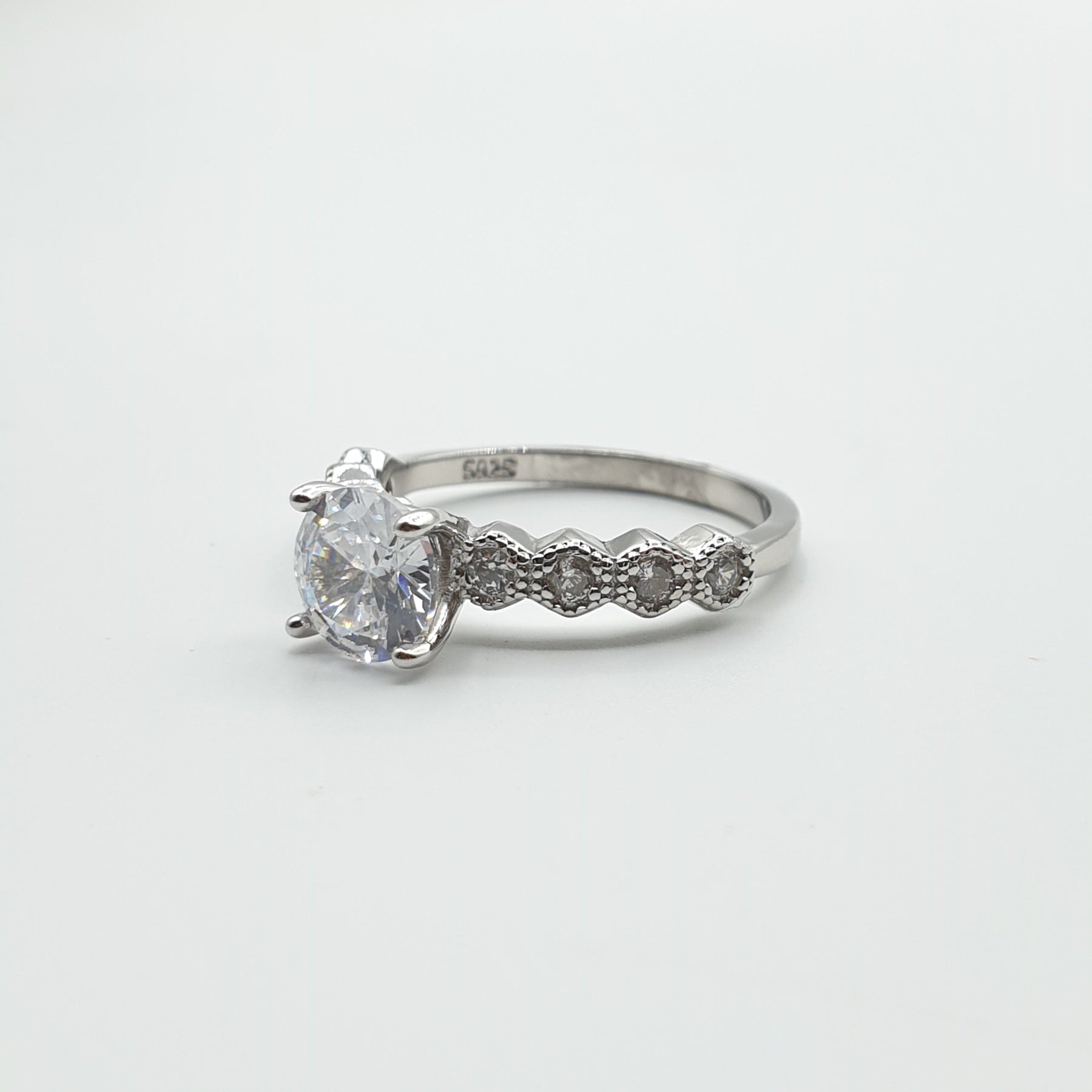 Bague  Argent Rhodié Garanti solitaire زخرفة soldeargent - 40%