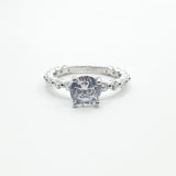 Bague Argent Rhodié Garanti solitaire les pierres tout autour