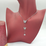 Collier argent Rhodié Garanti triple papillon New