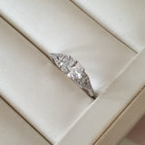 Bague Argent Rhodié Garanti solitaire pierre ovale soldeargent - 40%