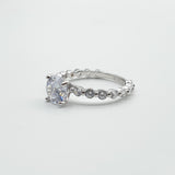 Bague Argent Rhodié Garanti solitaire les pierres tout autour