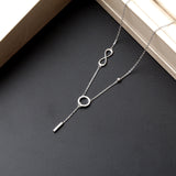 Collier argent Rhodié Garanti  rond infinity cravate