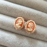 Boucle d'oreille plaqué Or 18 carats garanti 10 ans La Coque de Nacre Paris bijouxcn camé orange