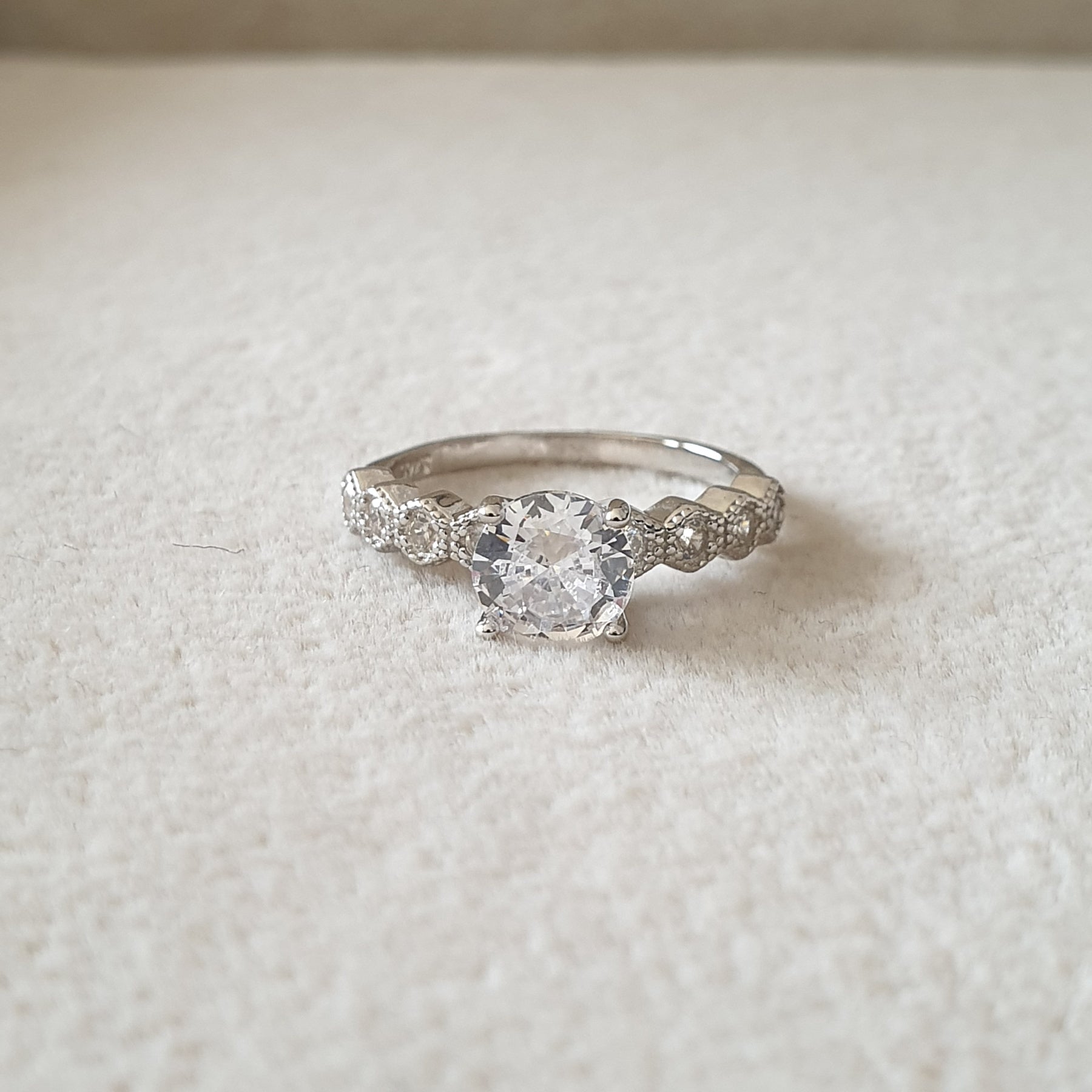 Bague  Argent Rhodié Garanti solitaire زخرفة soldeargent - 40%