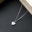 Collier argent Rhodié Garanti grosse pierre cœur